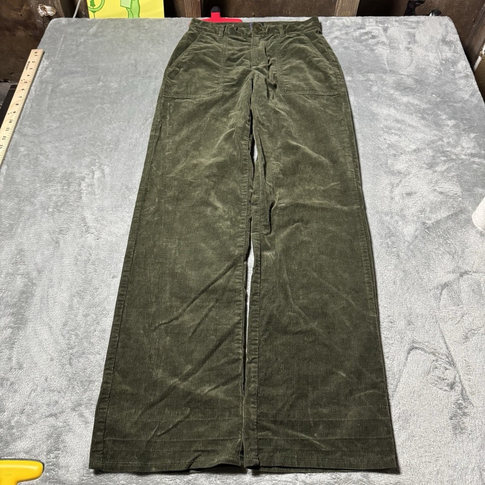 VTG Y2K Bensimon La Peche Corduroy Green Utility Wide Leg Pants Wmn 34 (25x30.5)